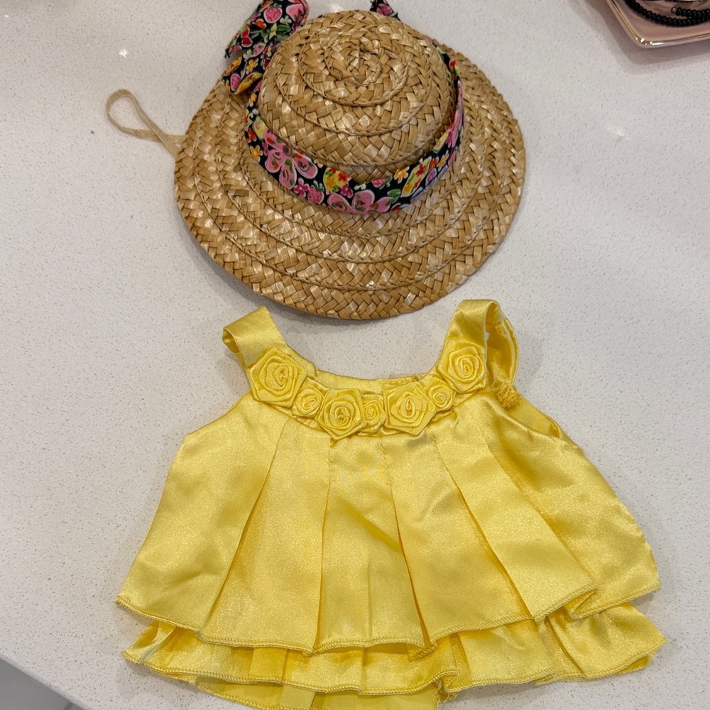 Build-A-Bear Yellow Dress with Straw Hat